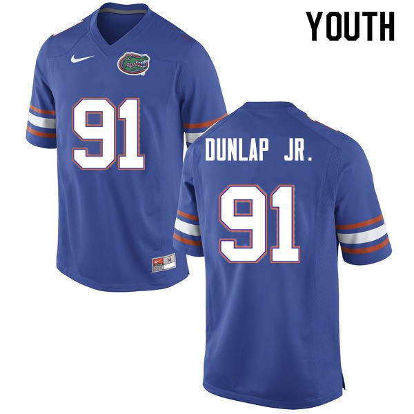 Youth #91 Marlon Dunlap Jr. Florida Gators College Football Jersey Blue